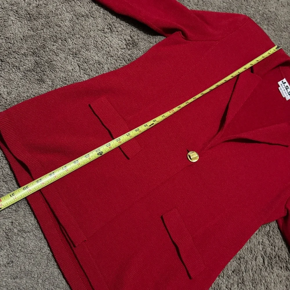 EUC Vintage J.S.S.-Oversized Sweater Blazer-Single Button-Red-Sz M-Wool/Rayon - Picture 10 of 15